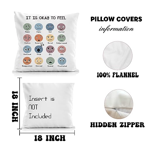 Emotions Pillow Cover 18x18 - Cozy Flannel Design for Kids Rooms