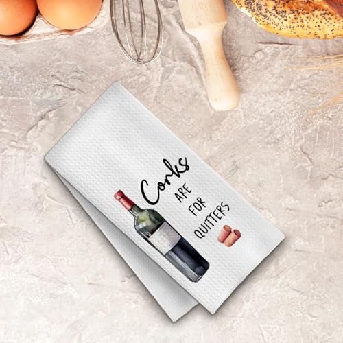 Corks are for Quitters Funny Wine Kitchen Towels - Wine001, 16x24