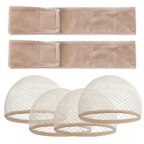 Gemoioio 6 Pack Velvet Wig Grip Band with Hair Nets Non-Slip Adjustable