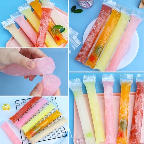 100 Disposable Ice Lolly Bags with Funnel - Popsicle Pouches