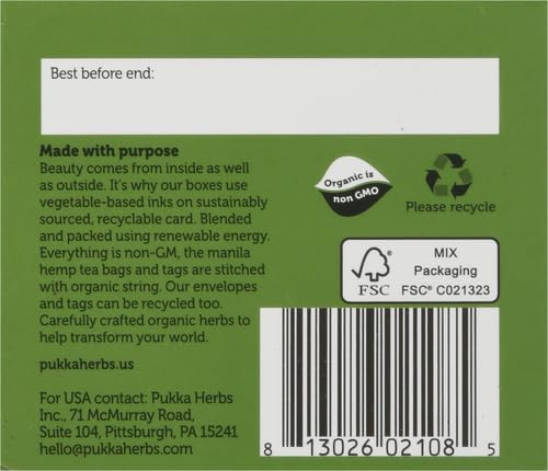 Pukka Organic Peace Herbal Tea with Ashwagandha & Hemp, 40 Tea Bags Total