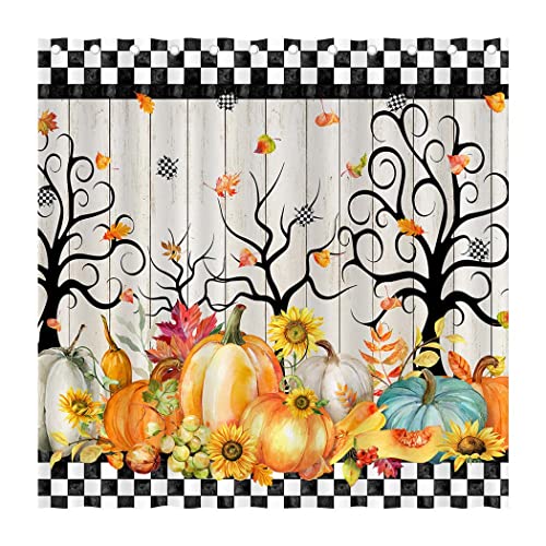 Rustic Autumn Pumpkin Shower Curtain - 72x72 Inch Farmhouse Decor