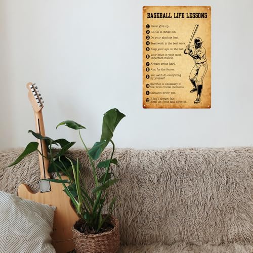 Vintage Baseball Metal Sign - Motivational Never Give Up 8x12 Inch - Vuiiwala
