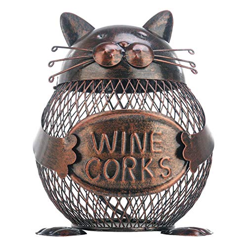 Tooarts Handmade Iron Piggy Bank - Kitten Wine Cork Container