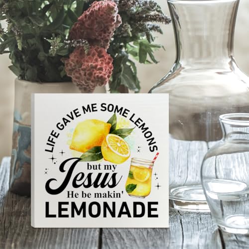 Jesus Lemonade Wood Box Sign, 5x5 Rustic Christian Kitchen Decor