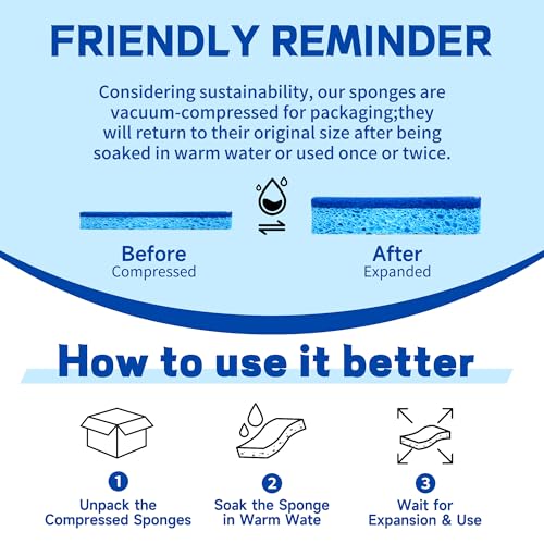 Derloyo Non-Scratch S-Shaped Kitchen Scrub Sponges - Blue, 12 Count