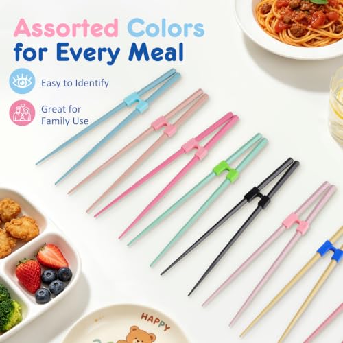 Training Chopsticks Set for Beginners - 8 Pairs with Clip-On Helpers