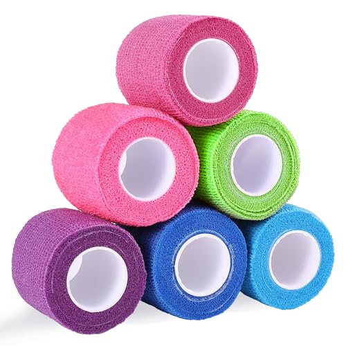 6 Pack Self Adhesive Bandage Wrap 2 Inch X 5 Yards Athletic Tape, Elastic Self Adherent Tape for Ankle, Wrist, Bandage Tape (Colorful)