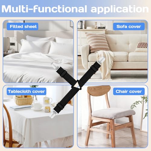 White Bed Sheet Holders - 4PCS Adjustable Non-Slip Straps