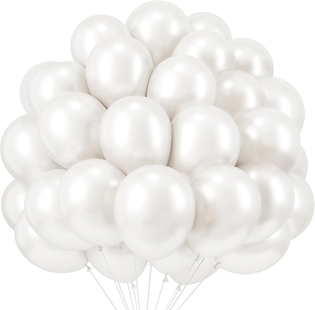 RUBFAC Pearl White Balloons - 120 Pack 12-Inch Latex Balloons for Weddings & Parties | Elegant Decor