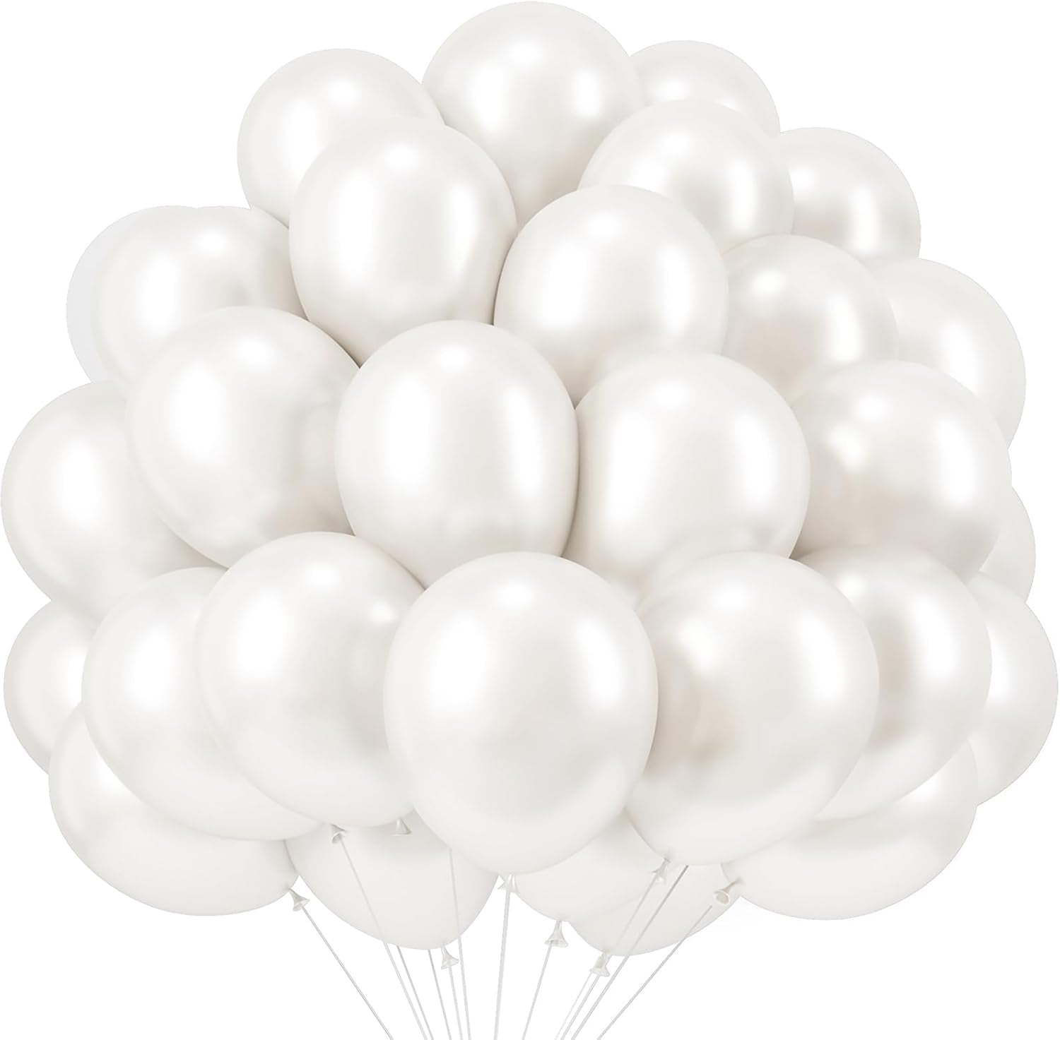 RUBFAC Pearl White Balloons - 120 Pack 12-Inch Latex Balloons for Weddings & Parties | Elegant Decor