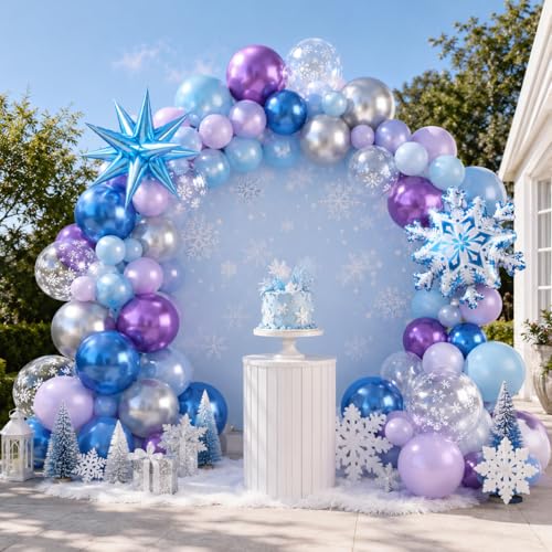 Frozen Balloons Pack - 12 Inch Blue & Purple Winter Party Decor