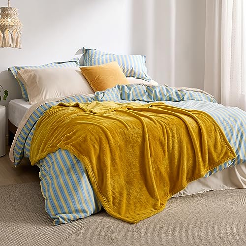 Bedsure Yellow Gold Throw Blanket - 50x60 inches Soft Plush Fleece