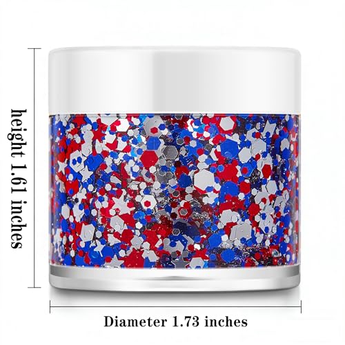 Jacnkb Red White and Blue Patriotic Face and Body Glitter Gel 36g