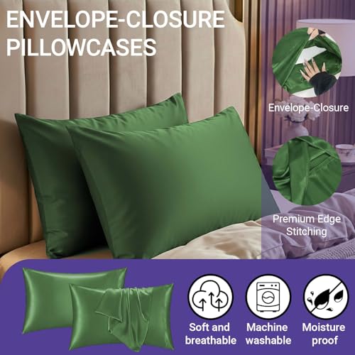 Satin Pillowcases Set of 2 - Sage Green Cooling Standard 20x26"