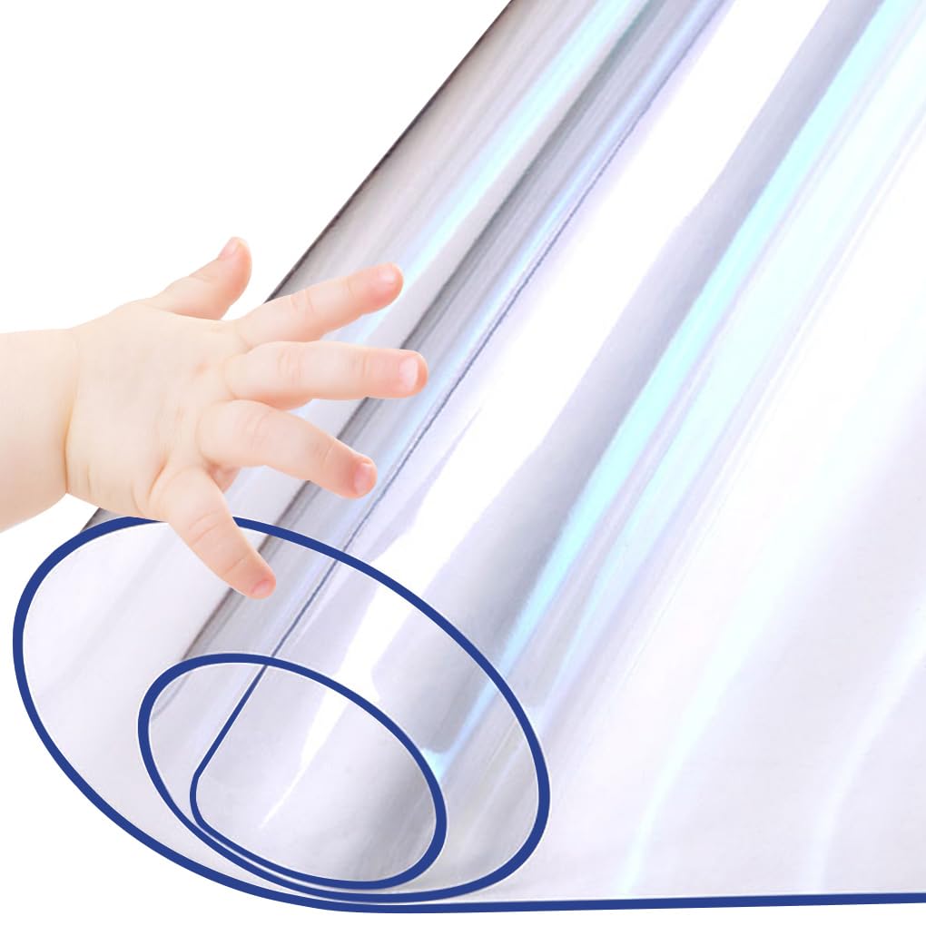 WanDeela 42X72 Inch Clear Plastic Dining Table Protector Entryway Tablecloth Desk Pad Mat Wooden Furniture Coffee Bistro Bed Sofa Side Table Top Protection Countertop Cover Waterproof PVC Vinyl