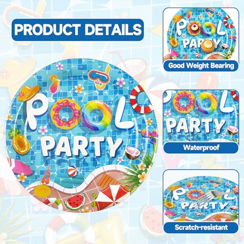 40PCS Summer Pool Party Plates and Napkins Set - Beach Theme Tableware