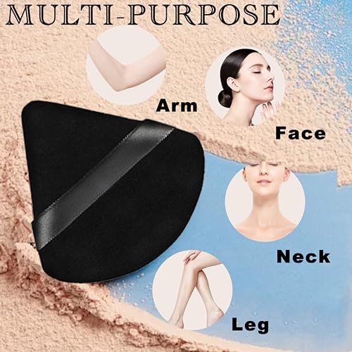Triangle Powder Puff with Travel Case Reusable Velour Makeup Sponge 8 Pcs