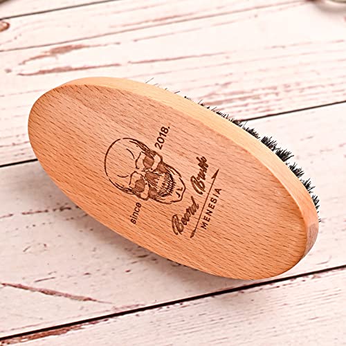 Menesia Soft Boar Bristle Beard Brush - Travel Size Wooden Grooming Brush