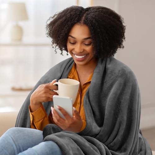Utopia Bedding California King Grey Fleece Blanket - 102x96 Inch Lightweight Cozy All-Season Microfiber