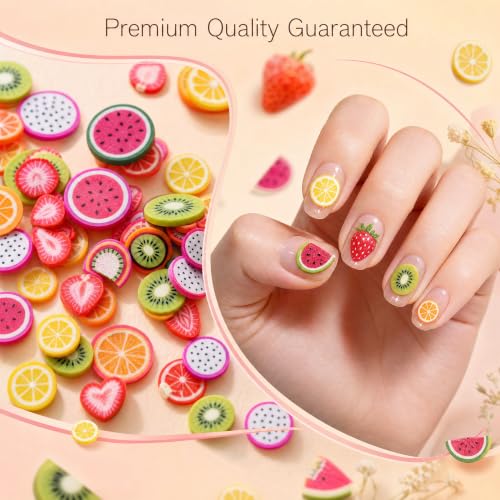 YOJO 1000 Pcs Fruit Polymer Clay Nail Art Charms Slices Summer Decor