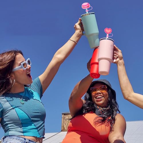 ZOSTLAND 8pcs Hot Pink Silicone Straw Cover Caps for Tumblers