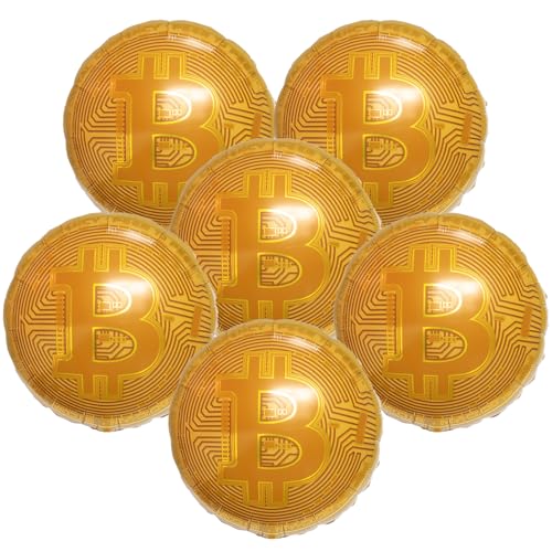 Gold Bitcoin Balloons - 6pcs 18inch Foil Party Decorations