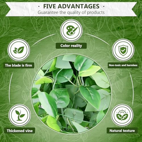 HOREAKHJ 2-Pack Faux Hanging Plants - Green Pothos Ivy Vines for Indoor & Outdoor Decor