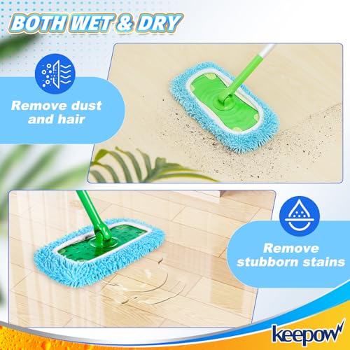 KEEPOW 4 Pack Wet Pads Refill for Swiffer Sweeper Mop