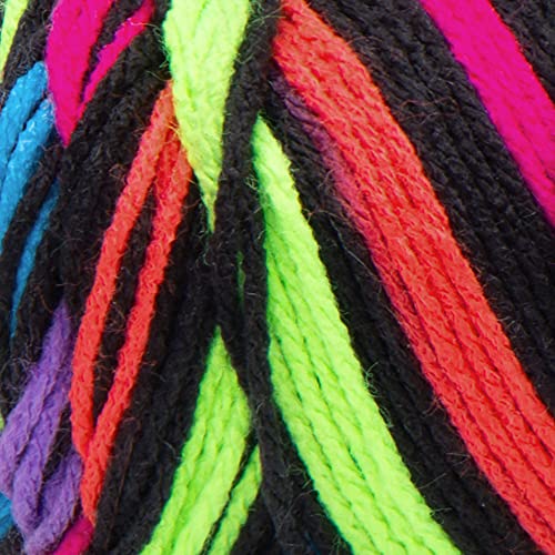 Red Heart Super Saver Yarn - Neon Stripes, 5oz Medium Weight