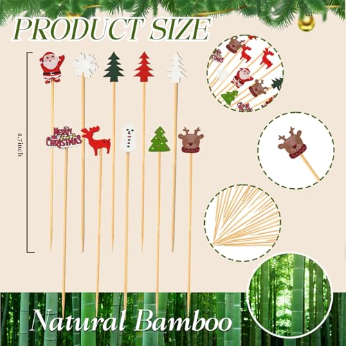 Christmas Cocktail Picks 100 PCS Snowman Santa Tree Holiday Party Decor