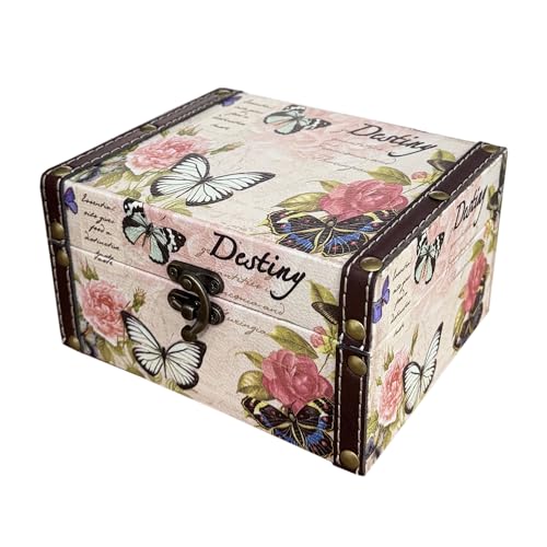 Butterfly Jewelry Box - Pink Wooden Treasure Chest for Women