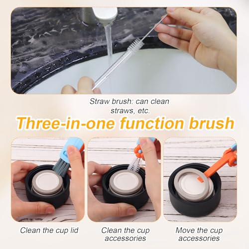 6pcs Bottle Cleaner Brush Set for Yeti, 5pcs Stainless Steel Nylon Extra Long Straw Cup Lid Brushes Plastic Water Bottle Straw Cleaning Brush Compatible with Stanley 25/26/35/42oz
