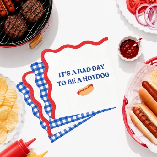 BBQ Party Cocktail Napkins - Bad Day to Be a Hotdog, 50 Pack