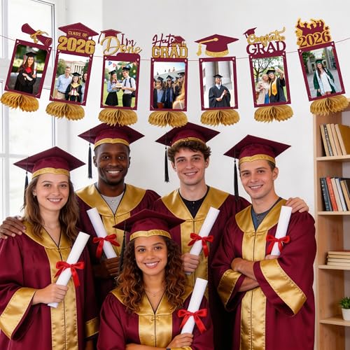 8-Pc Graduation Decorations Class of 2026 Honeycomb Centerpieces
