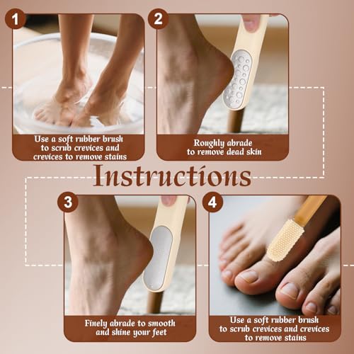Fukaisu Double-Sided Stainless Steel Foot File & Crevice Brush Pedicure Tool