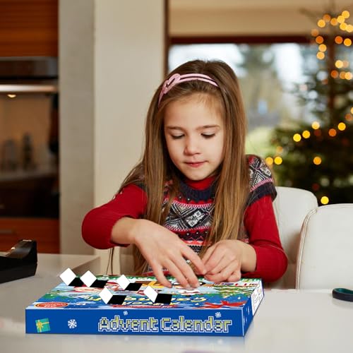 Christmas Advent Calendar Building Block Set with 29 Pieces - 24-Day Holiday Countdown for Kids