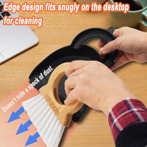 Mini Broom and Dustpan Set with Bamboo Handle for Desktop and Keyboard