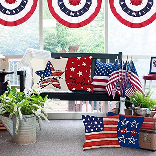 GEEORY 4th of July Pillow Covers - 18x18 Patriotic Decor Set of 4