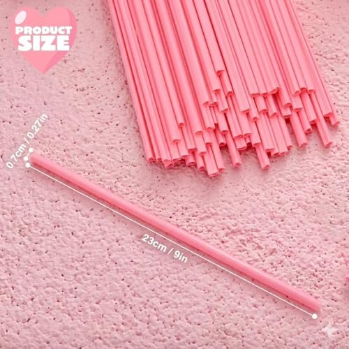 100 Pcs Reusable Heart Shaped Pink Straws for Parties