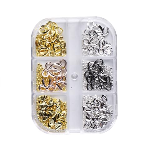 3D Metal Alloy Bow Nail Charms Gold and Silver Bowknot Nail Gems Art Supplies