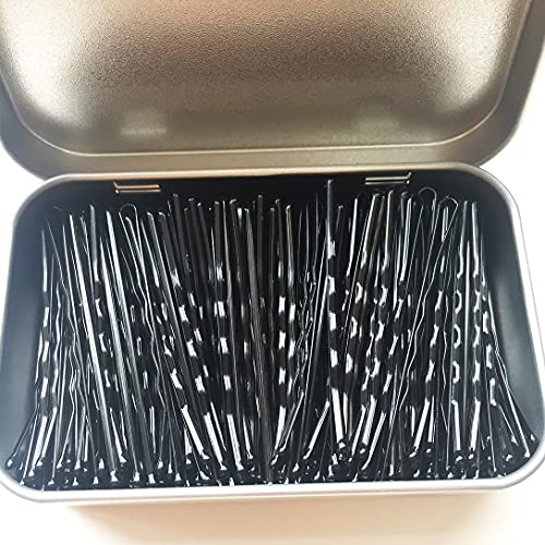 Reazana 200 Pcs Black Bobby Pins with Case - Secure Hold Hair Styling