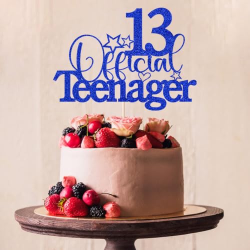 13 Official Teenager Cake Topper Dark Blue 13th Birthday Party Decor