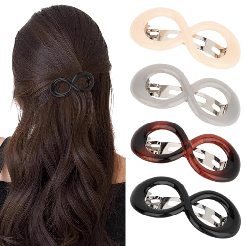 GAFATORY 4Pcs French Hair Barrettes Vintage Spring Clips for Thick Hair