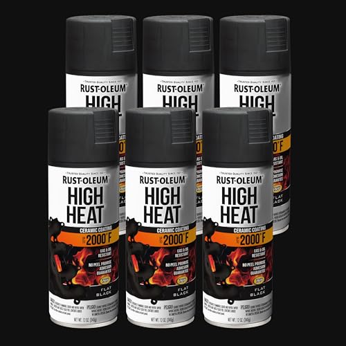Rust-Oleum High Heat Spray Paint, Flat Black - 12oz (Pack of 6)