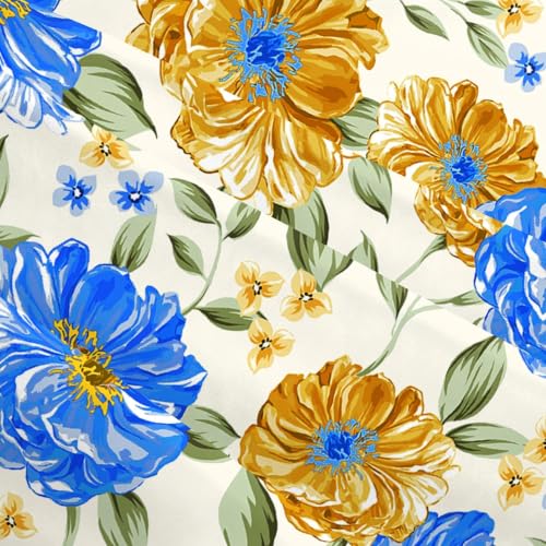 Weiscode 18x18 Floral Throw Pillow Covers - Blue & Yellow Farmhouse Set of 2