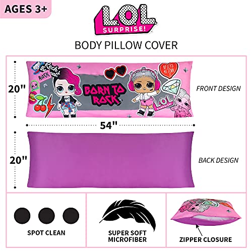 LOL Surprise Body Pillow Cover, 54 in x 20 in, Super Soft Microfiber