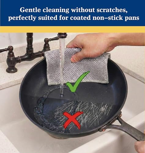 12-Pack Scratch-Free Steel Dishcloths - Reusable & Quick-Dry