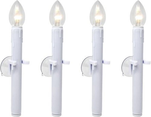 612 Vermont LED Window Candles - Ultra-Bright Battery Operated with Timer & Suction Cups | Shatterproof Bulbs, Pack of 4
