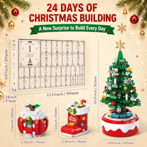 Christmas Advent Calendar with Building Blocks, Music & Lights